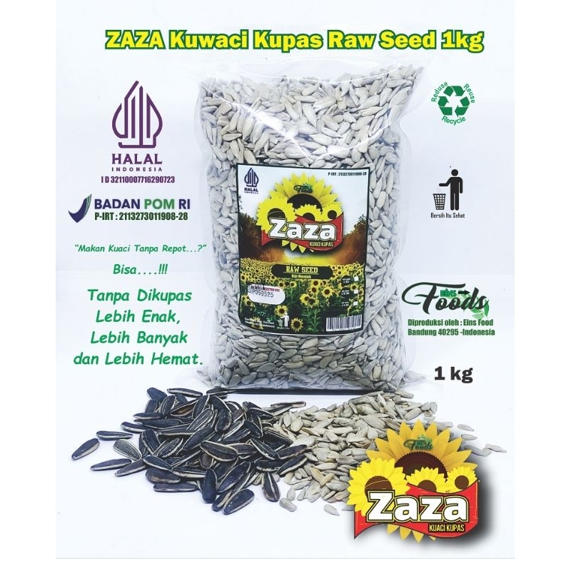 

kuaci kupas 1kg merek zaza organik mentah / sunflower seed raw 1000 g