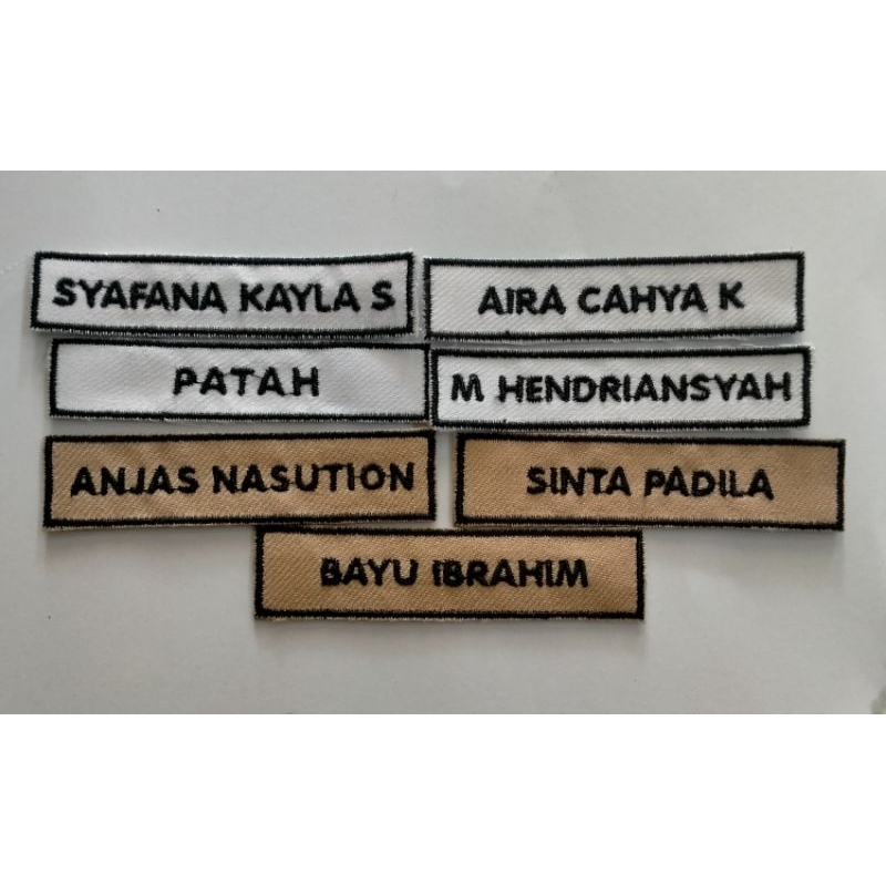 Bordir Nama siswa Seragam Putih Dan Pramuka