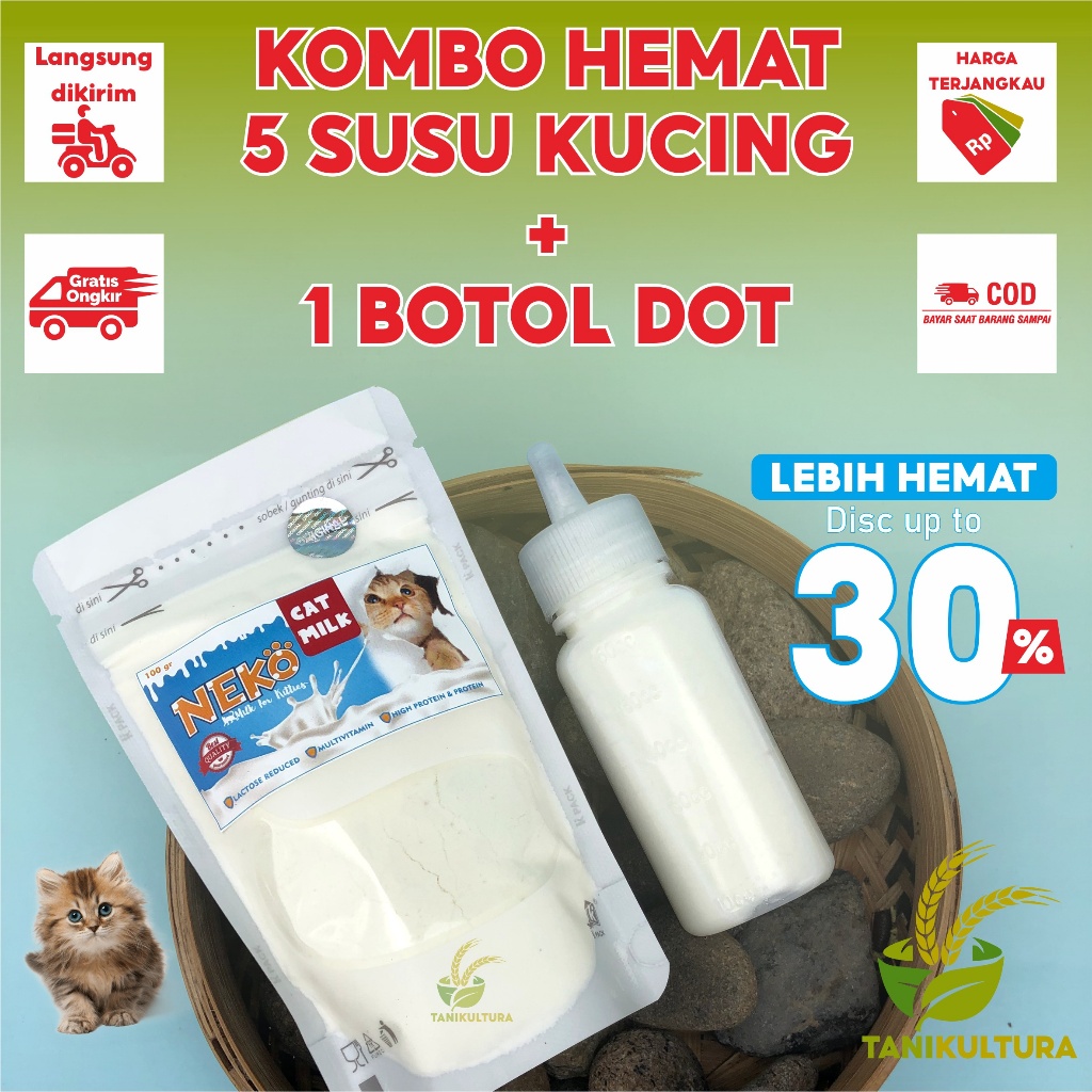 Susu Kucing Dan Dot Botol Catmilk Kitten, Dewasa, Bayi Baru Lahir NEKO CAT MILK 100gr MURAH Bundle H