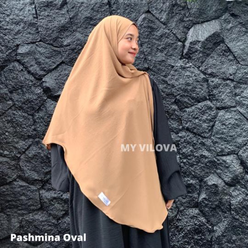MY VILOVA Pashmina Oval Syari Premium 200X110CM Crinkle Airflow Pashmina Curve Hijab Pashmina Oval J
