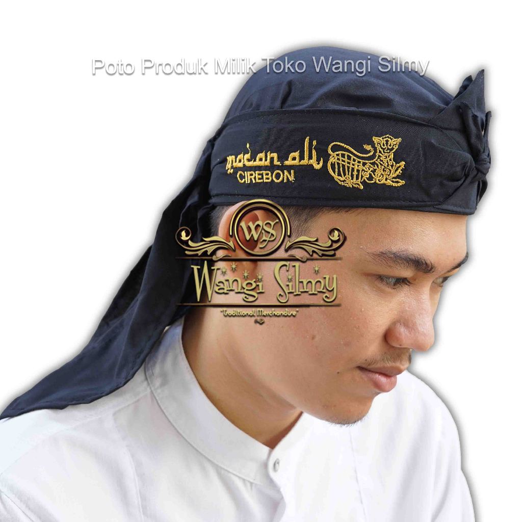 Blangkon Sunda Makuta Wangsa Bordir Macan Ali Lambang Kerajaan Cirebon - Blangkon Macan Ali Cirebon