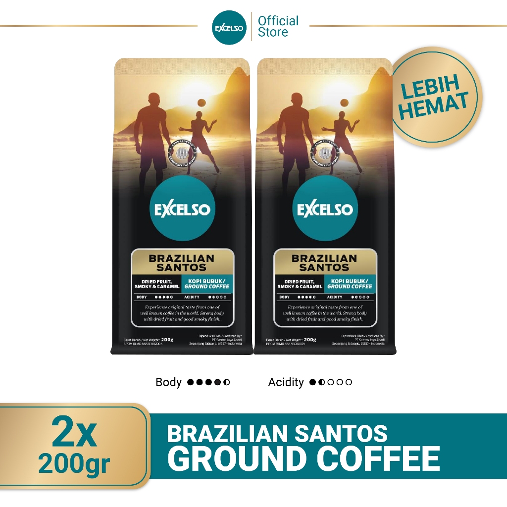 

Excelso Brazilian Santos Bubuk 200G Twin Pack