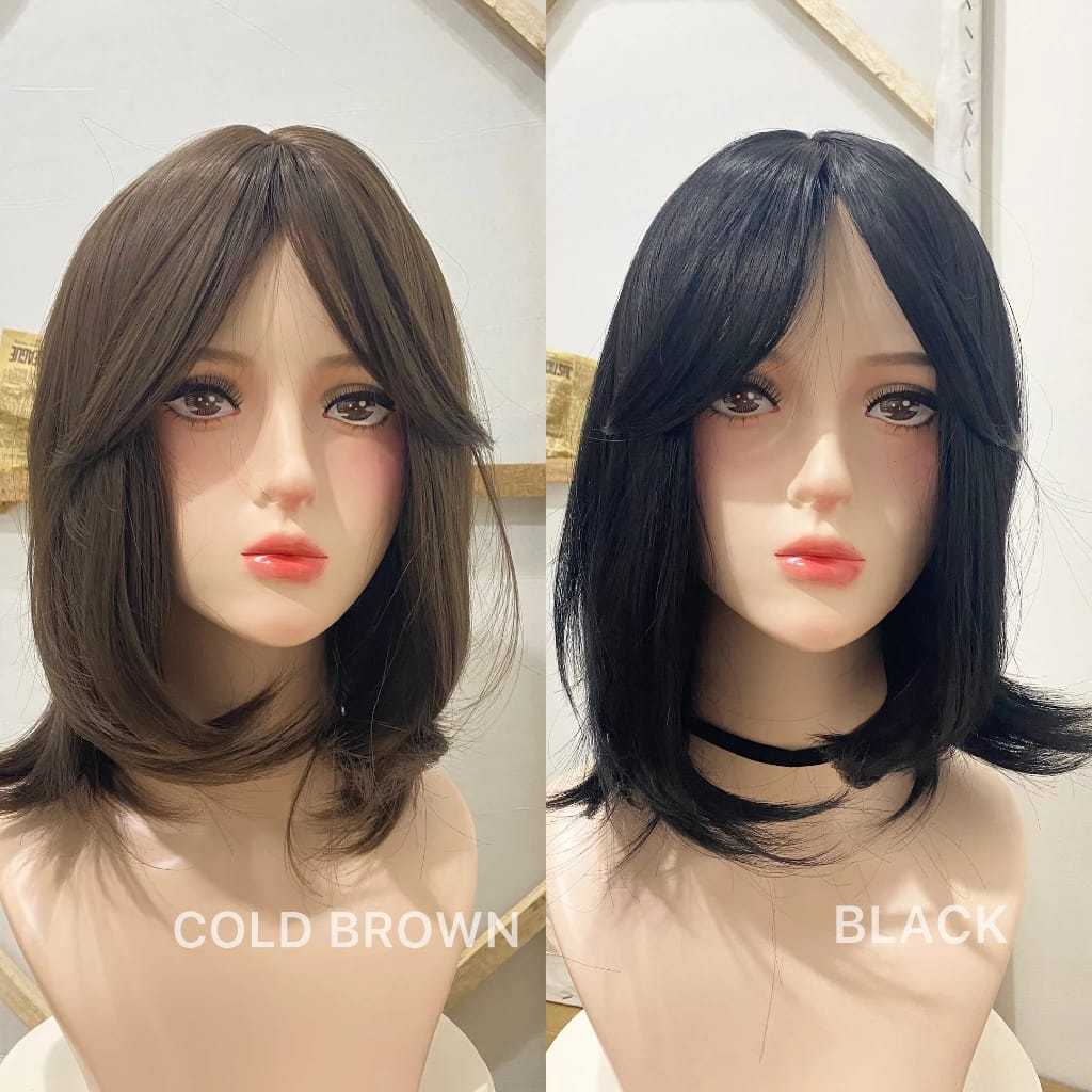 Wig bob tanpa poni wig pendek