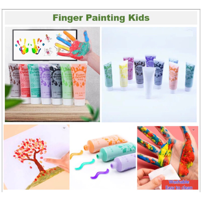 

Mainan edukasi anak Washable Finger Paint Hand Painting Cat tangan Warna anak Non Toxic 12 color 30ml