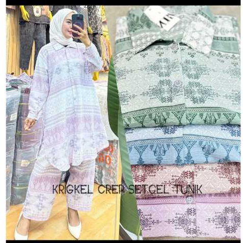 ONE SET CRINKLE CREP / DIVA SET MOTIF BATIK / SETELAN CELANA JUMBO