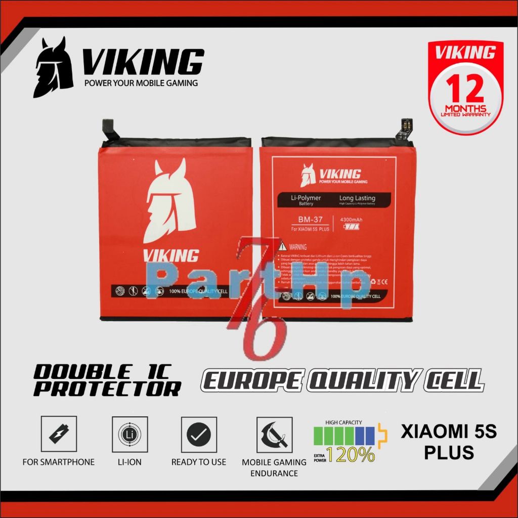 Baterai Viking Double Power - BM-37 / BM37 / Xiaomi Mi 5s Plus / Mi5s Plus / 2016070 - Batu Batre Ba