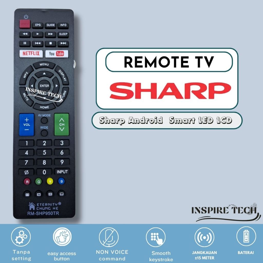 Remot Remote TV Sharp Smart Android Aquos LCD LED Sharp 950TR