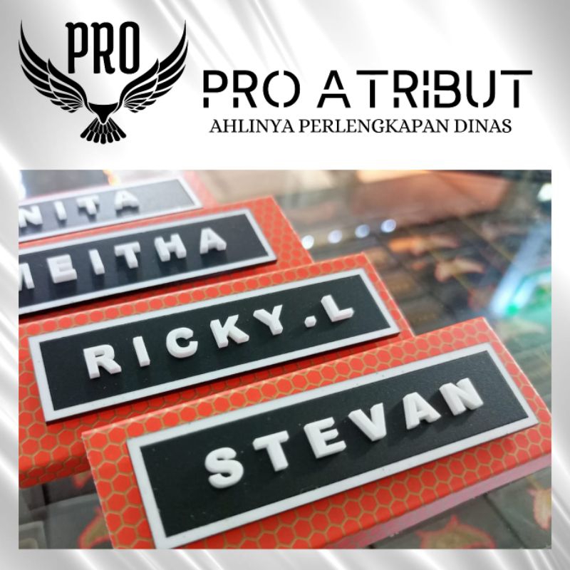 

pro atribut - papan nama name tag timbul eksklusif BAC atribut Lis putih