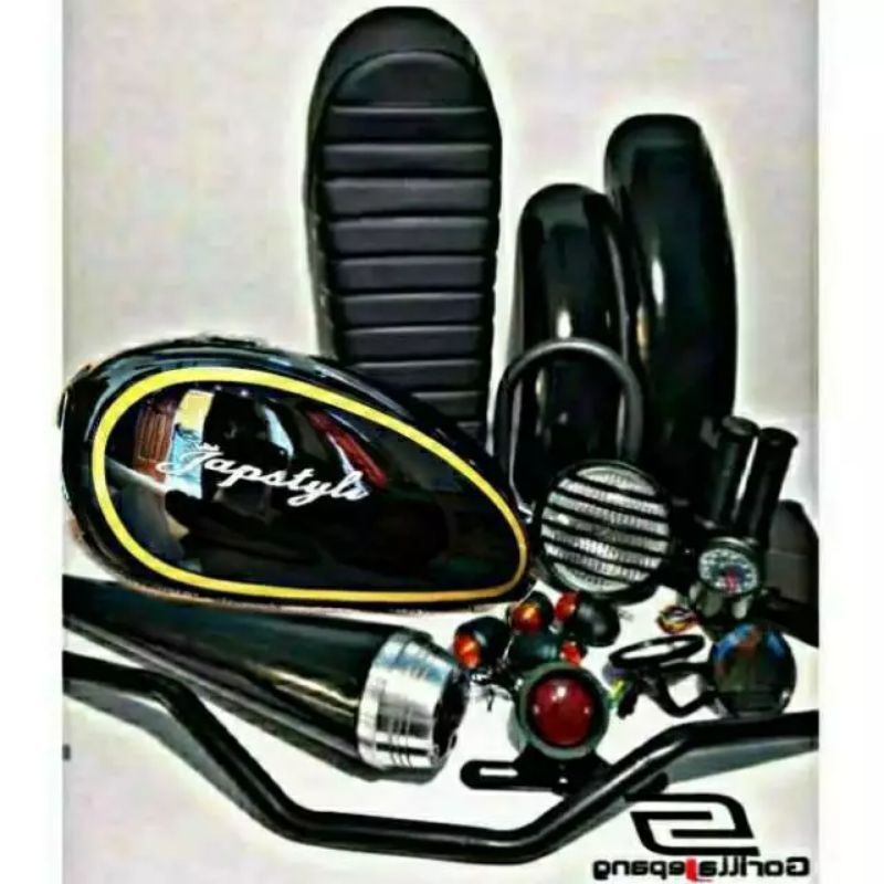 Paket bodyset japstyle custom set aksesorisnya lampu spion kbalpot stang GL100 GLPRO TIGER MEGAPRO V