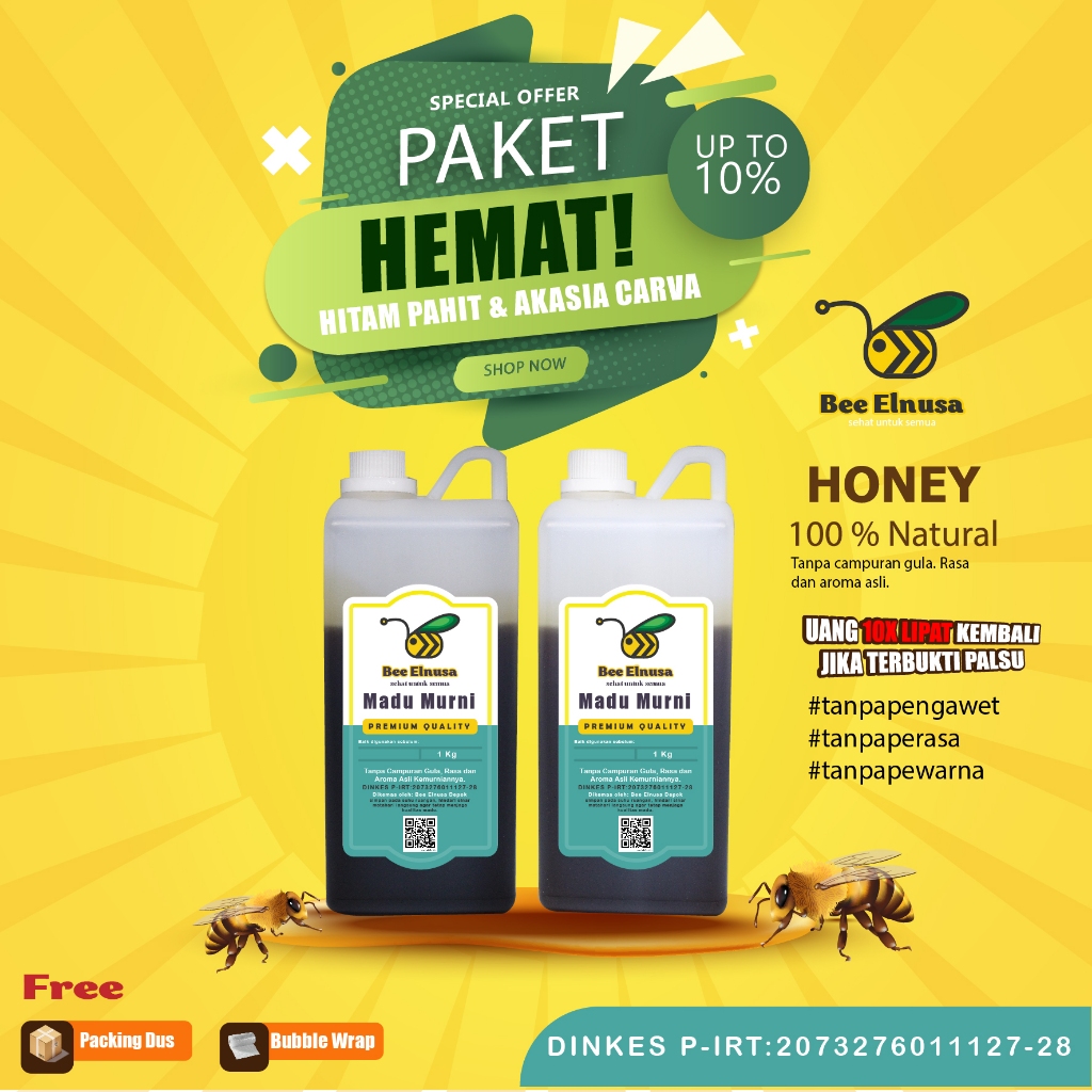 

PAKET HEMAT madu Hitam Pahit & Madu Akasia carva 1kg Premium