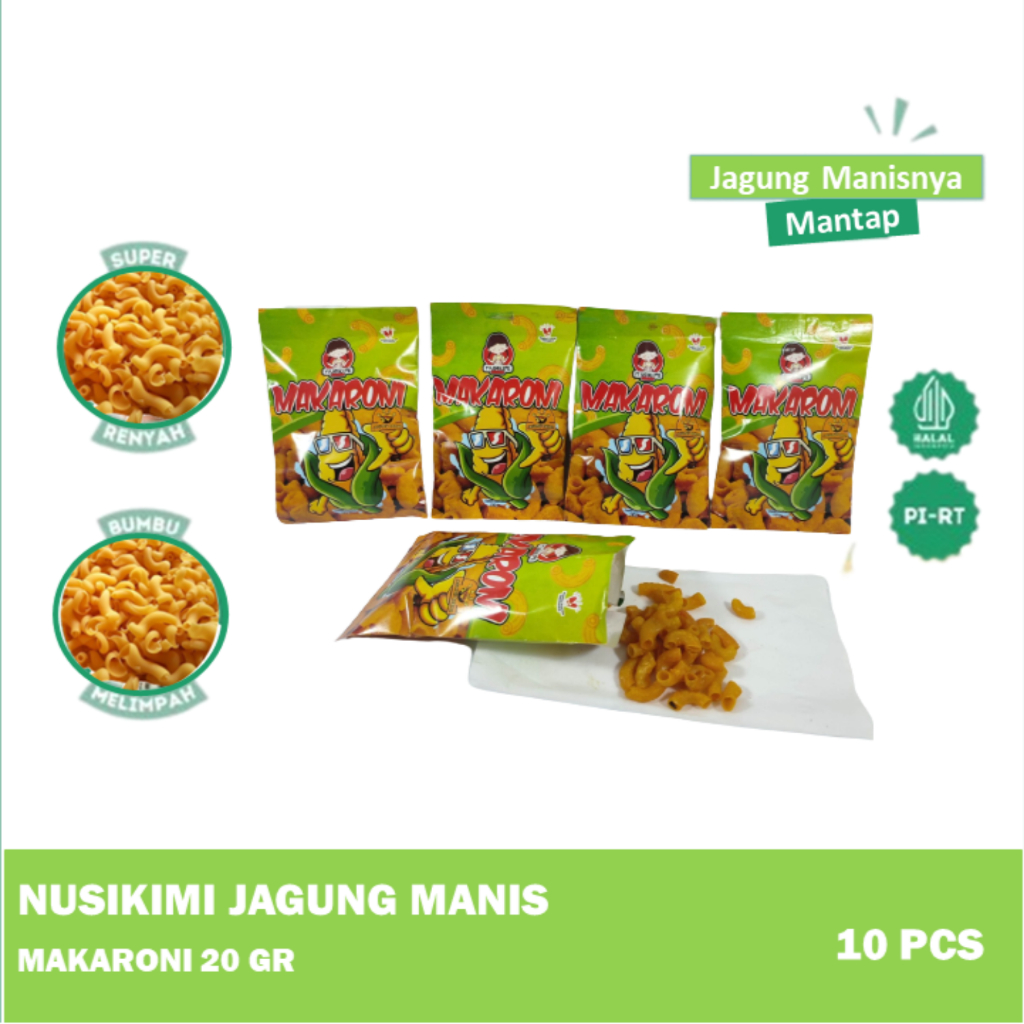 

Makaroni Jajanan Jadul Viral Rasa Jagung Manis ukuran 20 gram kemasan 10pcs - NUSIKIMI