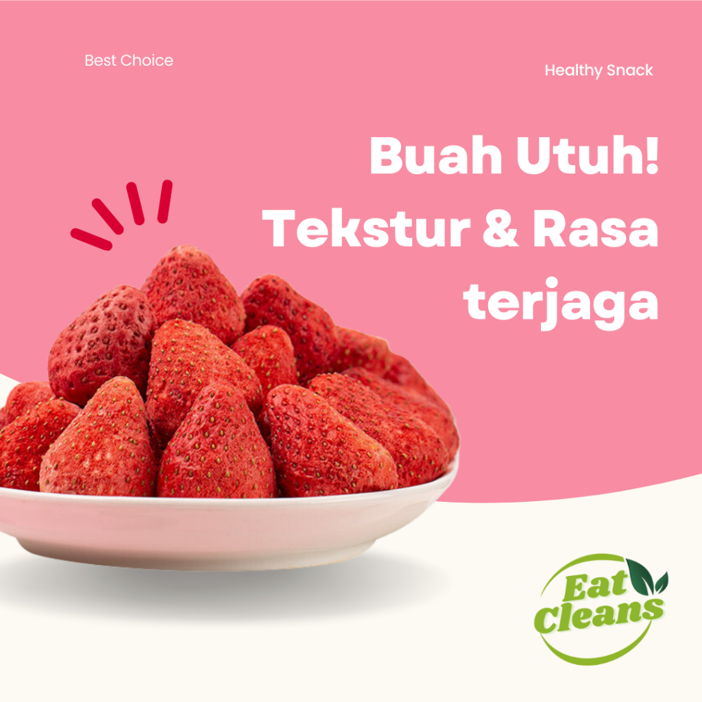 

QH Snack Buah Strawberry Kering - Freeze Dried Strawberry - Cemilan Sehat Strawberry Kering -
