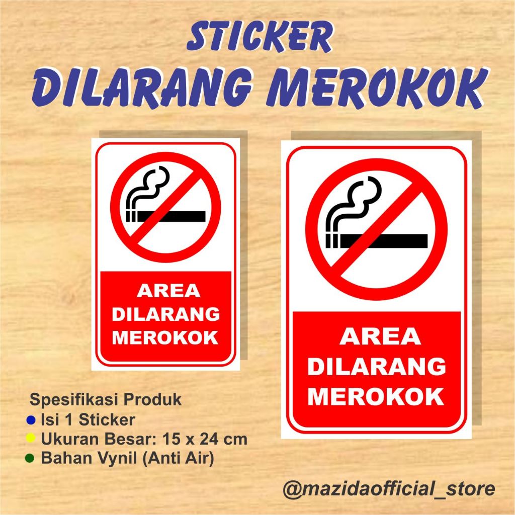 

Sticker Area Dilarang Merokok Posisi Vertikal No Smoking Type Berdiri