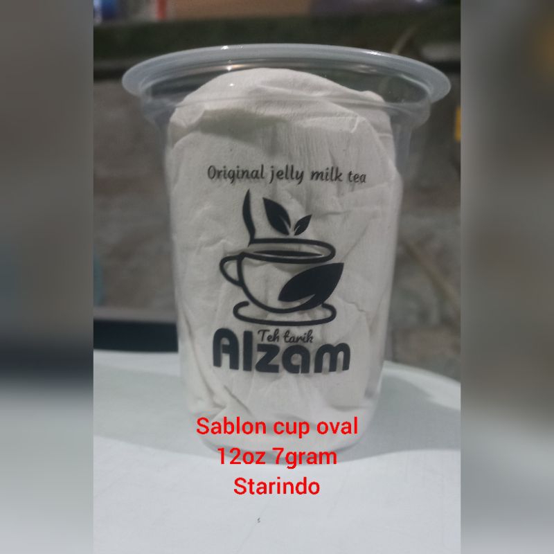 Sablon cup oval 12oz 7gram starindo. sablon cup oval 12oz 1 karton isi 1000 pcs