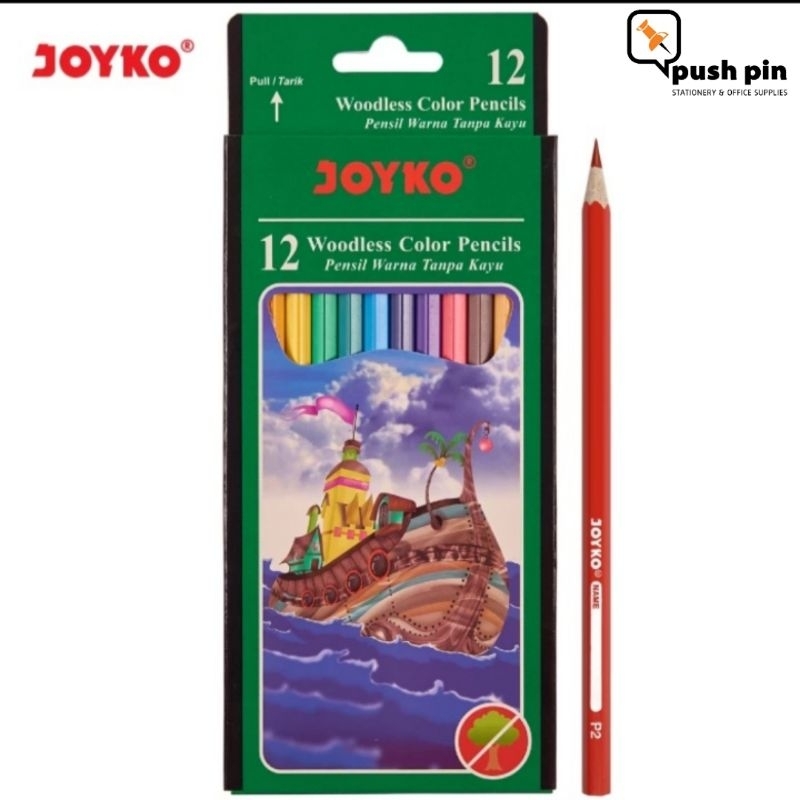 

Joyko Kelir Pensil Warna Woodless Color Pencils Hexagonal Grip CP-103 12 warna