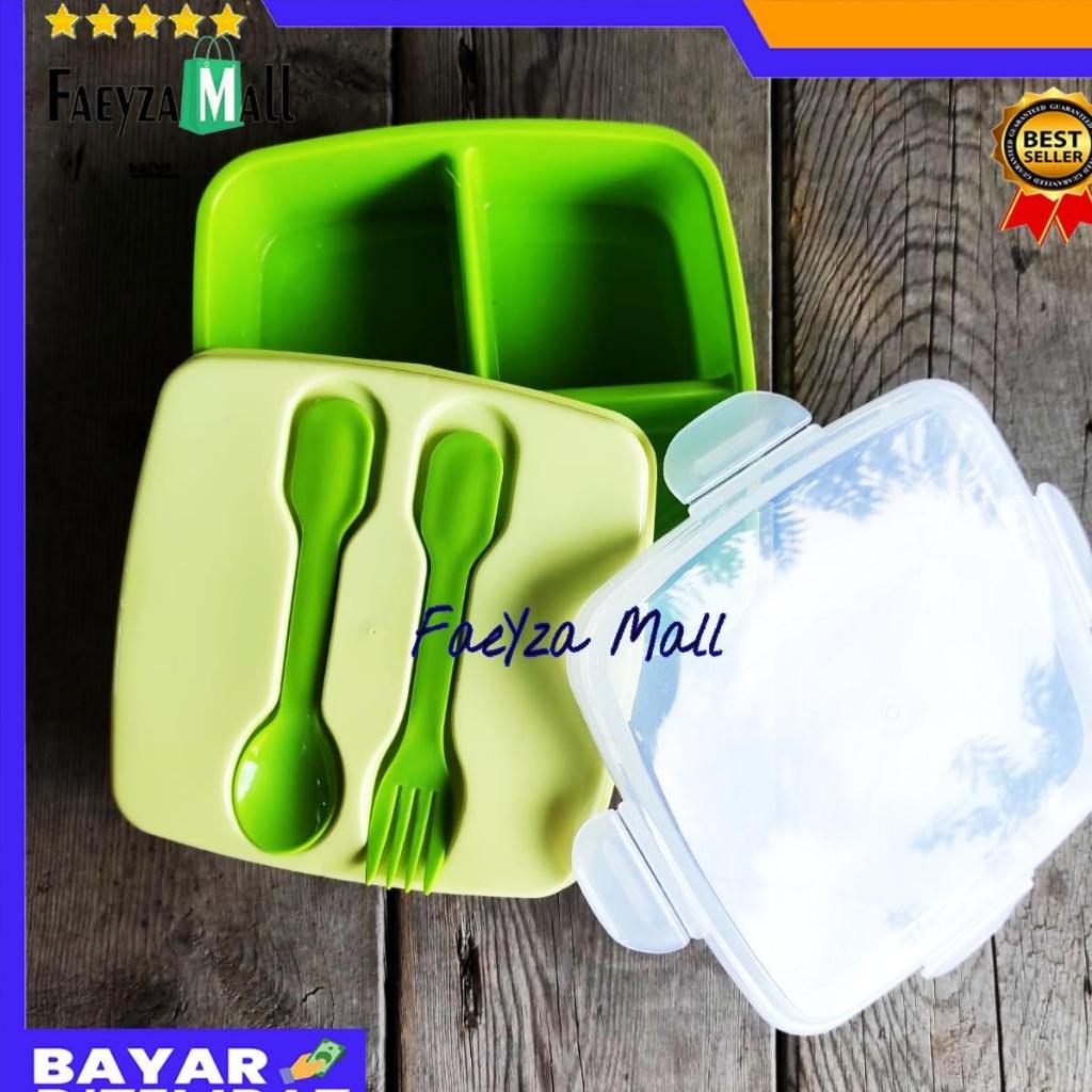 v⭐⭐⭐⭐⭐ORIGINAL  Tempat Makan GOLDEN SUNKIST 3 Sekat Plus Garpu dan Sendok / Tempat Nasi Kotak / Temp