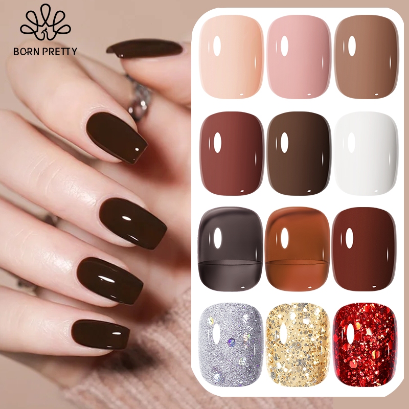 BORN PRETTY Coffee Color Series Nail Gel Polish Kutek Gel Nail Art Gel 15ml Soak off Varnish BPOM