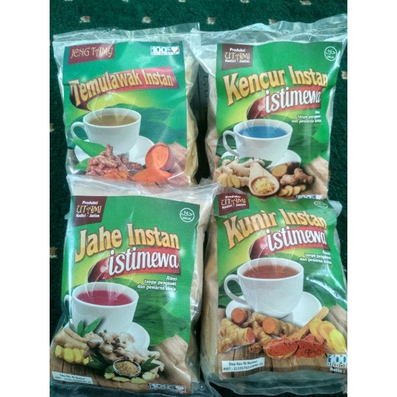 

Minuman Serbuk Herbal Instan Jahe Emprit, Kunyit / Kunir, Temulawak, Kencur Siap Seduh