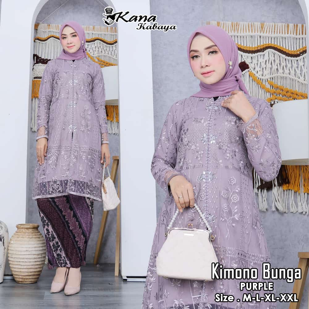 Setelan kebaya tunik kimono bunga - kebaya modern - model kebaya terbaru dan terlaris - outfit kekin