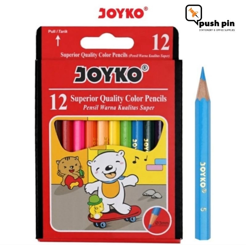 

Joyko Pensil Warna Mini Short Color Pencils Hexagonal Grip CP-S12 12 warna