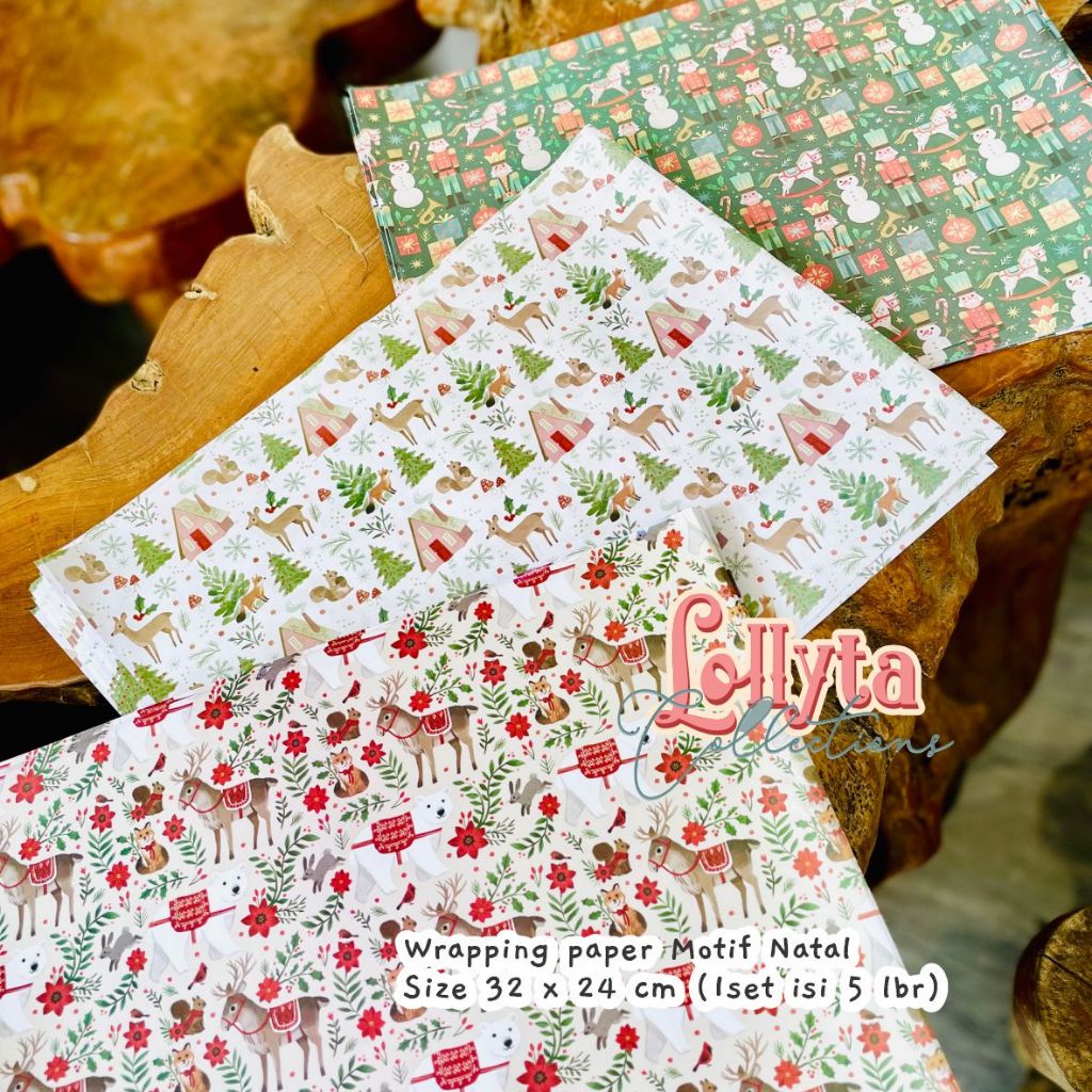 

Wrapping paper Flower / pembungkus roti tema Natal / christmas isi 5 lbr