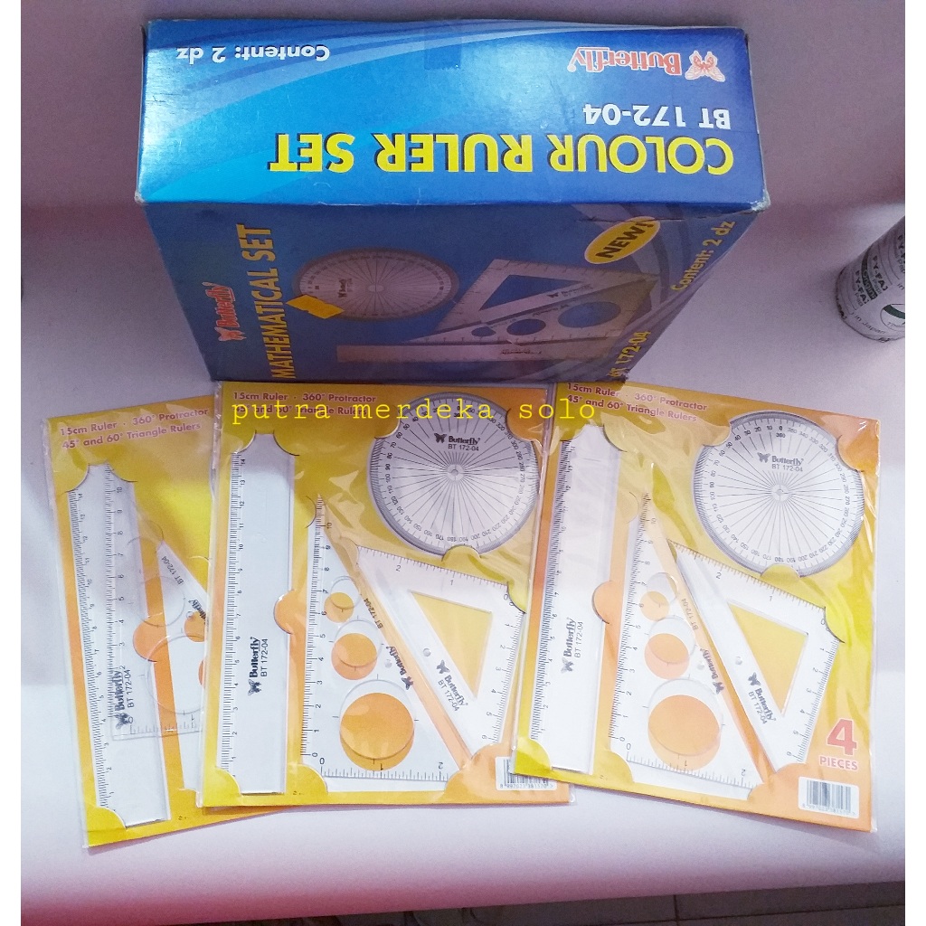 

Penggaris Mathematical Set Butterfly BT-172-04/ Set Penggaris Segitiga Butterfly