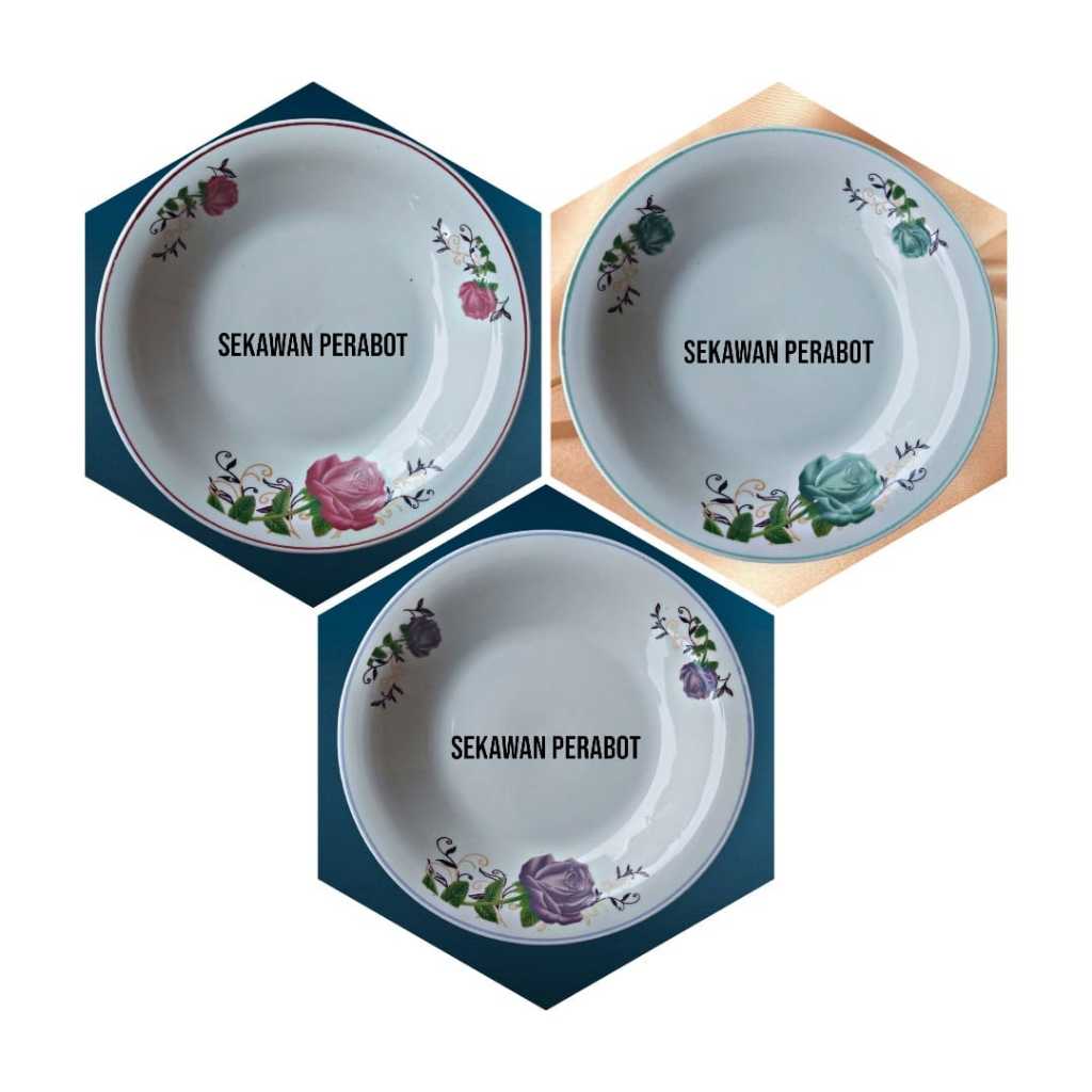 <GOJEK/GRAB>1 LUSIN PIRING MAKAN KERAMIK BESAR 9,25 inch ORCHID BUNGA BATU