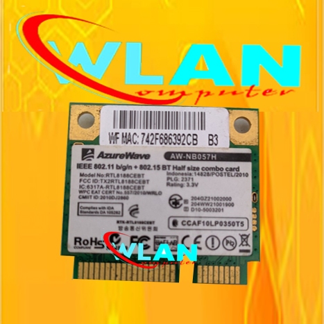 Wifi + Bluetooth Card Untuk Laptop, Half Mini PCI Express Card Slot