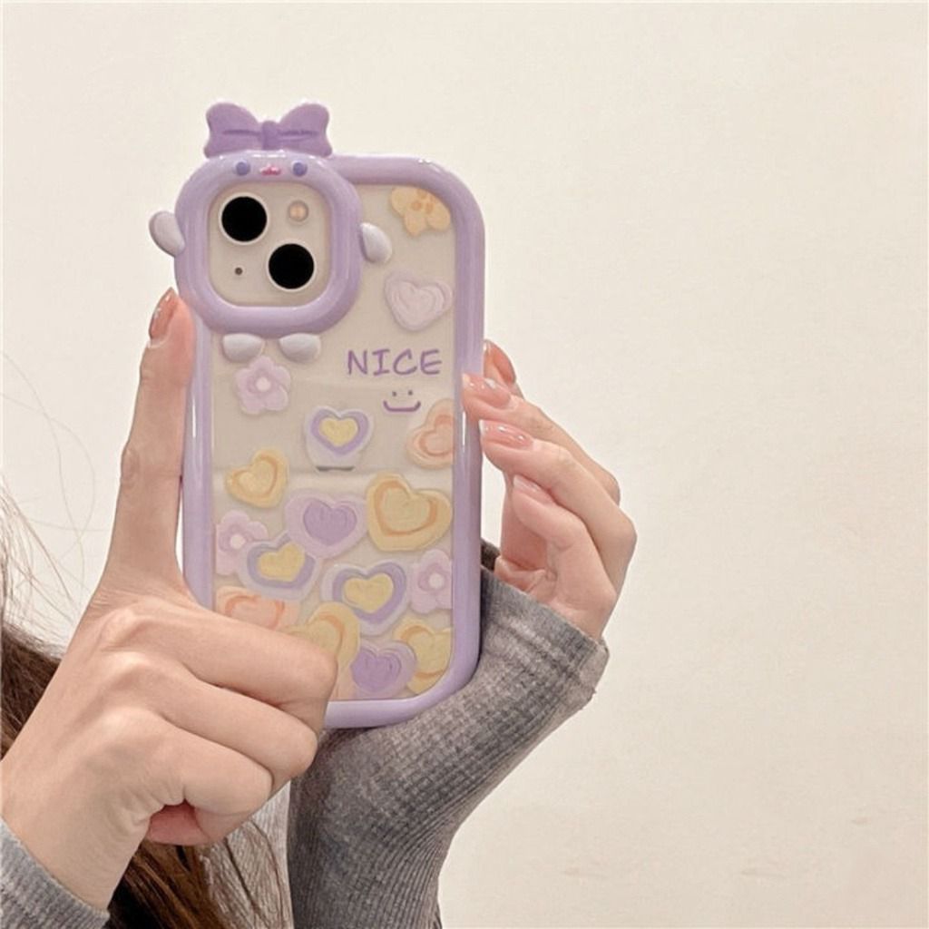 SS33 SoftCase Pita Motif Love Purple Case For Infinix Samrt 5 Smart 6 Smart 7 Hot 20 Hot 20i Hot 20 Play Hot 30 Hot 30i Hot 30 Play - White_Cell