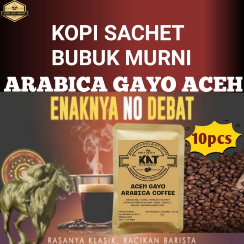 

KOPI ACEH SACHET ARABIKA GAYO ORIGINAL 10PCS.KOPI INSTAN BUBUK MURNI TANPA AMPAS & GULA MURAH dari Tanah rencong aceh asli toko banda.