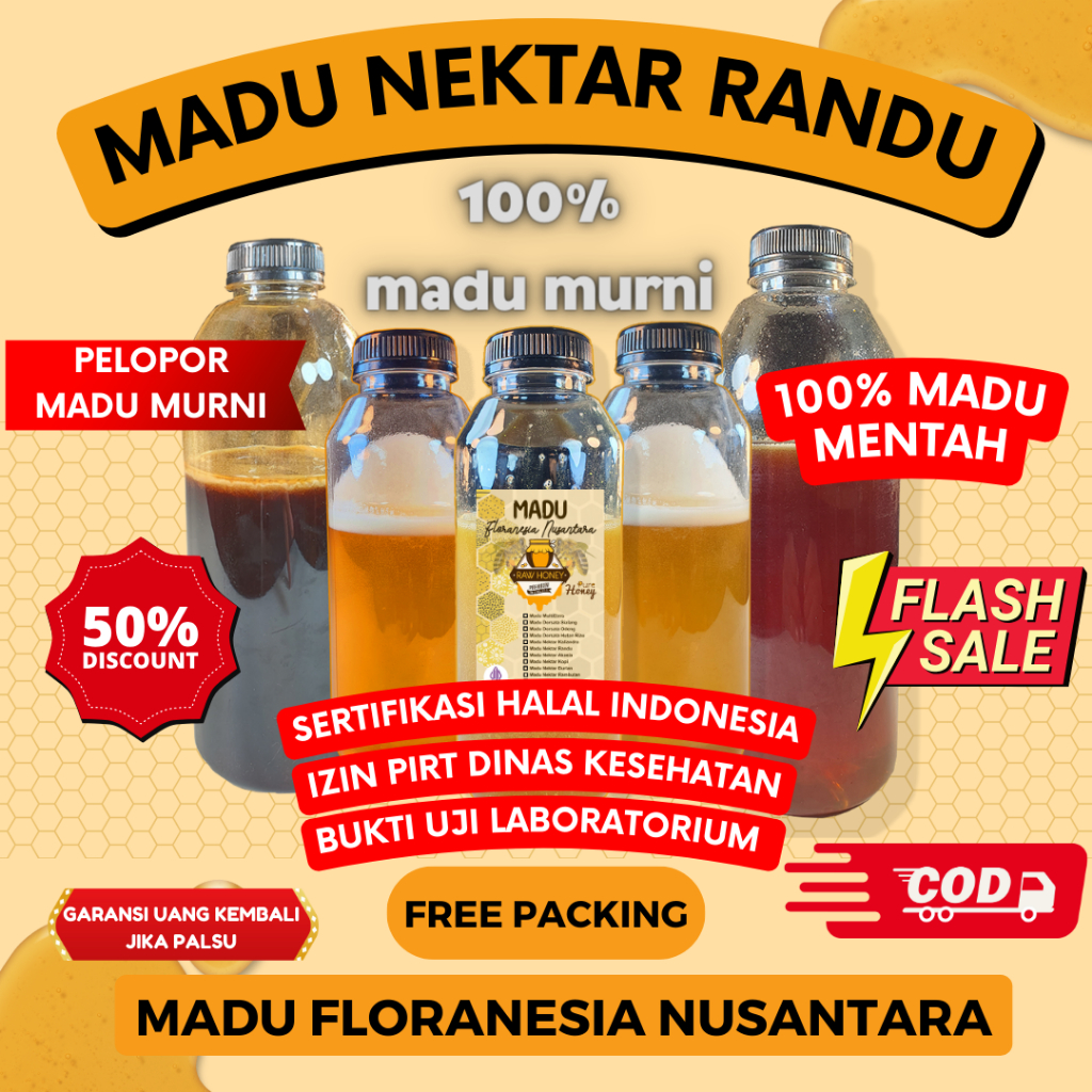 

MADU MURNI MADU ASLI NEKTAR RANDU 1 KG KUALITAS PREMIUM FULL NEKTAR 100% RAW HONEY MADU FLORANESIA NUSANTARA ESOXSE