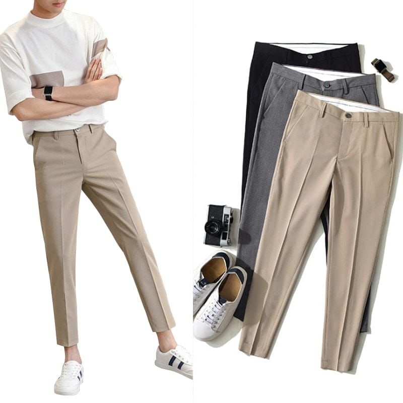 Ankle Pants-Celana Pria Formal Casual Korean Style Bahan Semi Wool