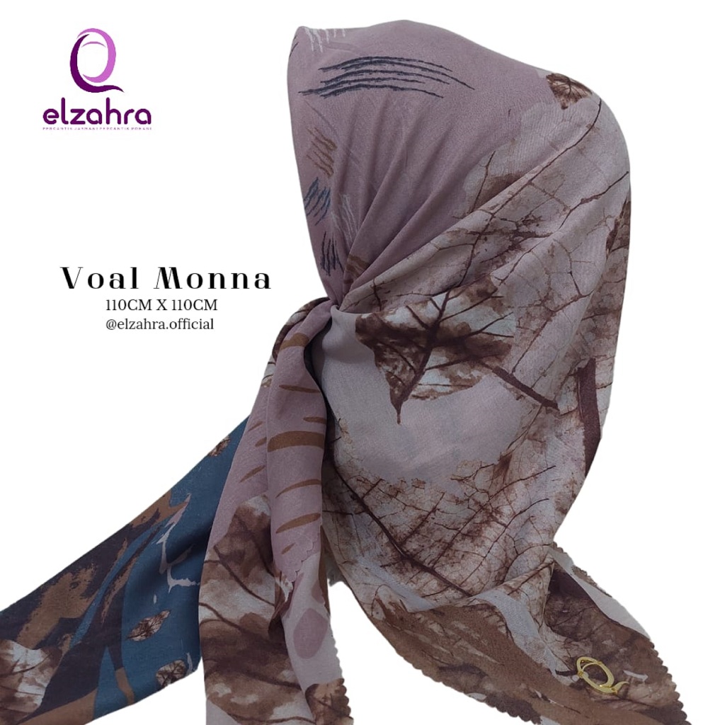 HIJAB KERUDUNG SEGIEMPAT / SEGI EMPAT VOAL PREMIUM MOTIF VIRAL TERBARU  ABSTRAK MONNA PRINTING ELZAH