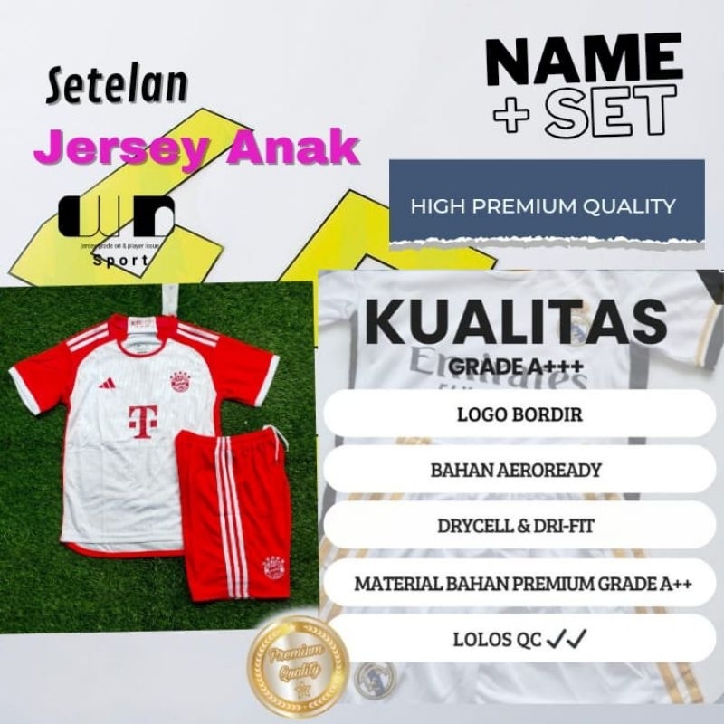 Jersey bola anak bayern munchen home 2023 2024 grade ori setelan baju bola anak