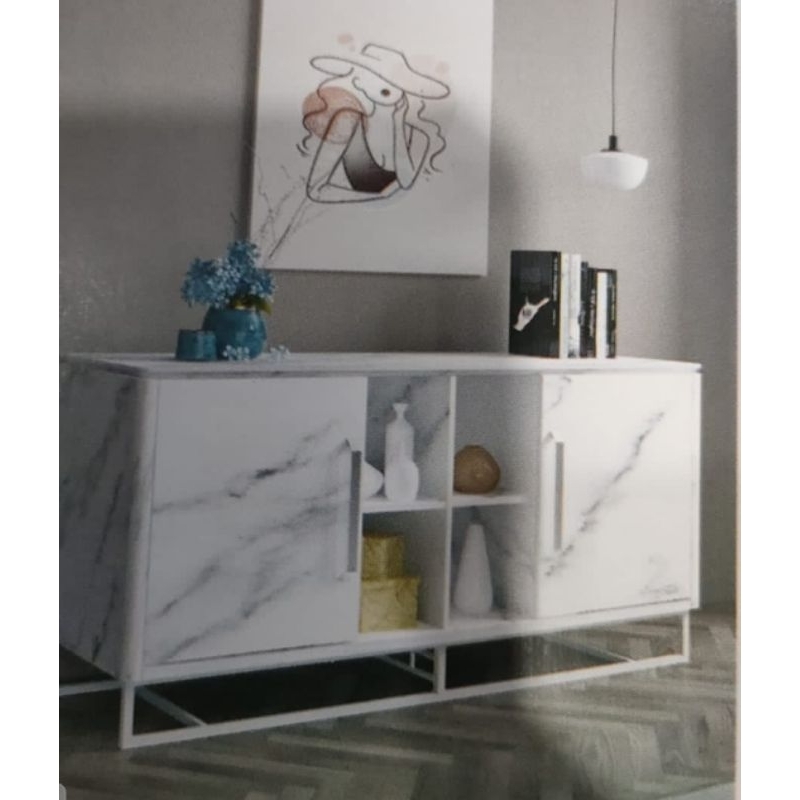 Sideboard marble meja ruang tamu putih laci buffetv