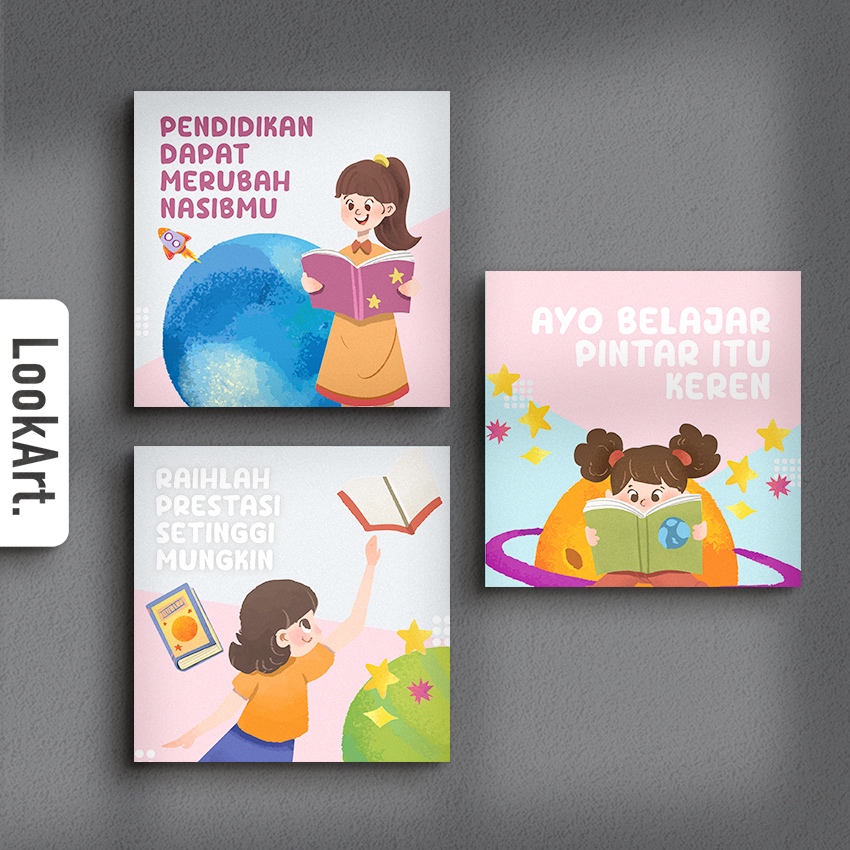 SEPAKET (ISI 3)HIASAN DINDING SLOGAN PENDIDIKAN SEKOLAH KELAS ANAK TK KATA BIJAK KATA MUTIARA