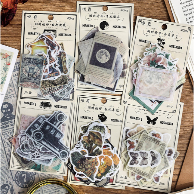 

Old Time Feeling Sticker Sets Series bahan Scrapbook jurnaling Stickers