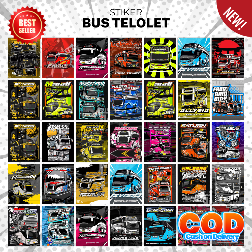 

30 PCS STIKER BUS BASURI | STIKER BUS TELOLET 4X5 CM TERMURAH