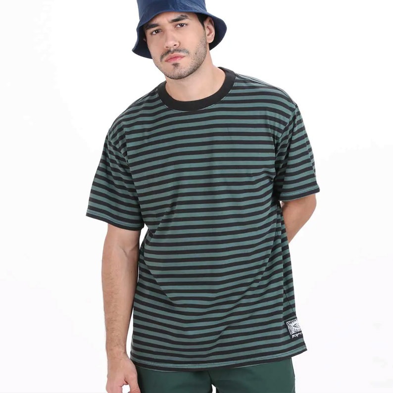 Kaos Rip Curl Savage Cuts Stripe Tee Black Green RipCurl ORIGINAL