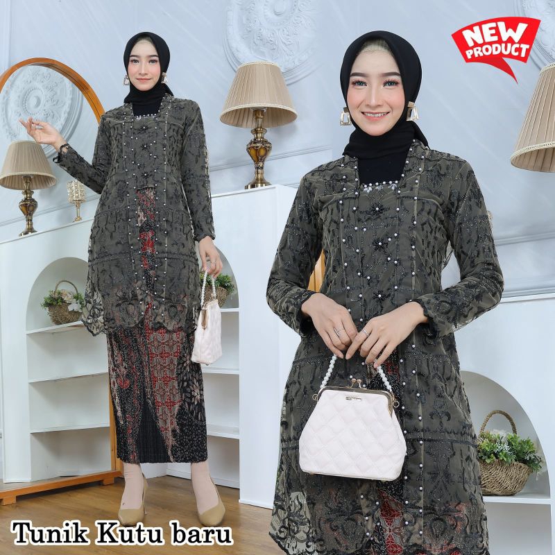 TUNIK KUTU BARU APLIKASI PAYET MUTIARA-STELAN KEBAYA MODEL KUTU BARU COCOK UNTUK PESTA KONDANGAN DAN