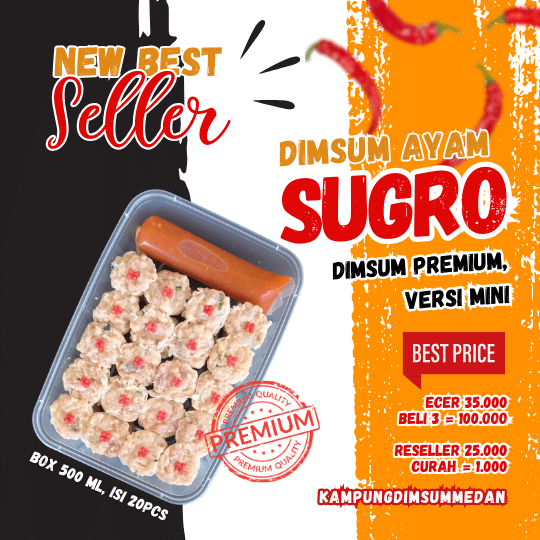 

Dimsum ayam sugro, dimsum premium versi mini, kemasan box 500 ml, isi 20 pcs