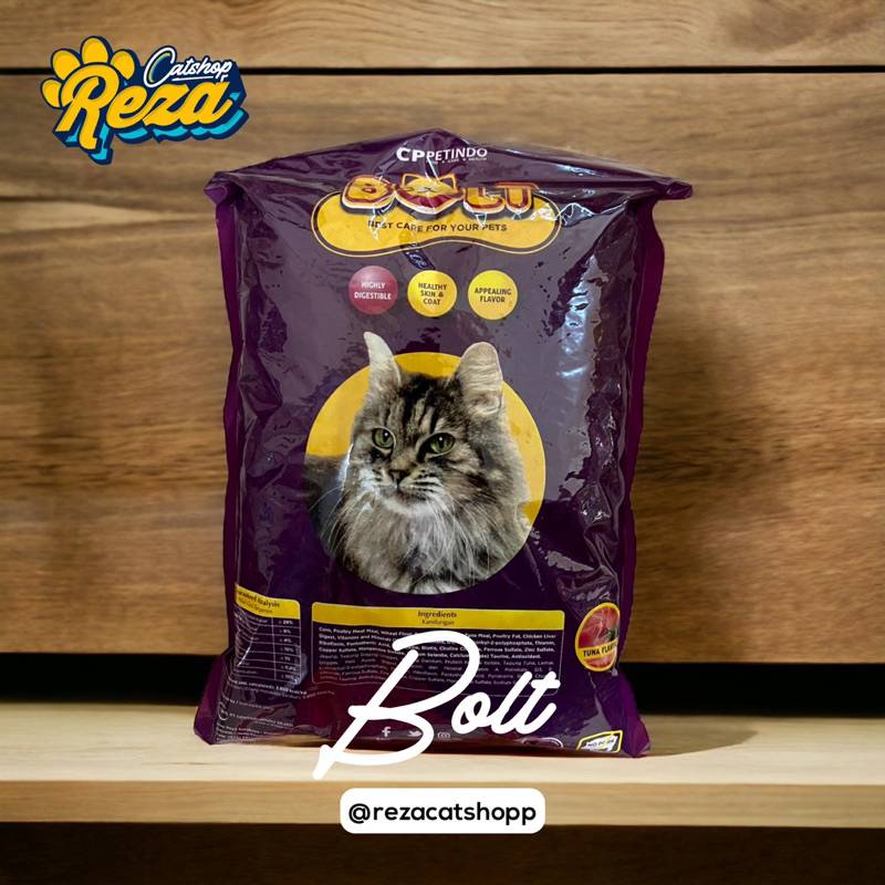 ￼Bolt Cat Food 1KG rasa Tuna bentuk Ikan atau donat Makanan Kucing Murah Cat Food