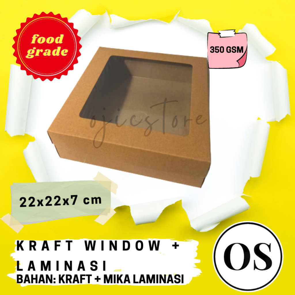 

Dus Kraft Coklat Window 22x22x7 Dengan Jendela LAMINASI Untuk Hampers, Kue, Bolu, Brownies, Pudding, Spiku