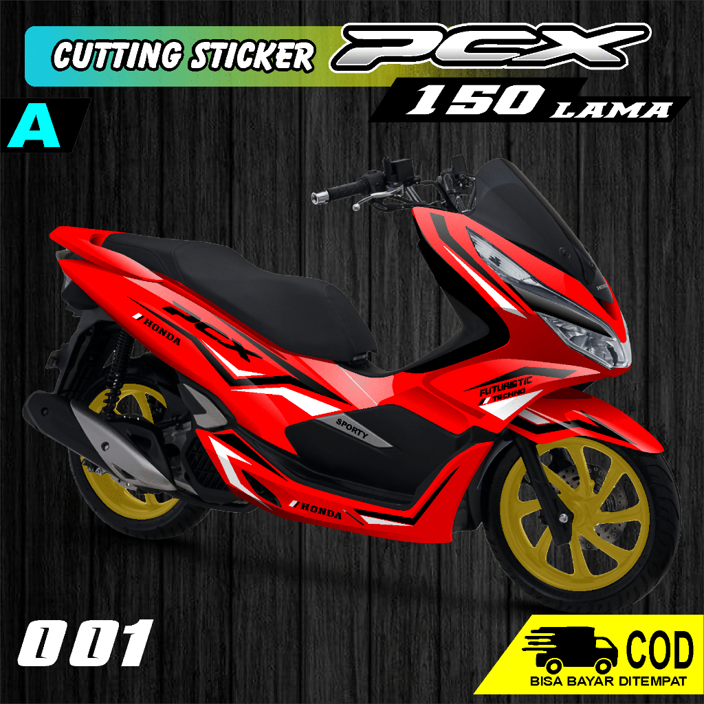 STRIPING PCX 150 CUTTING STIKER - STIKER PCX 150 HITAM MERAH PUTIH