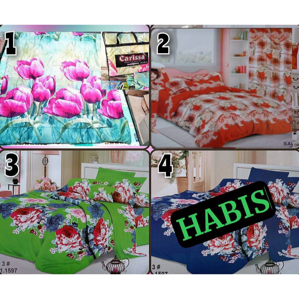 BIG SALE BEDCOVER SET Carissa + Sprei ukuran KING SIZE 180 x 200 Terlaris BISA COD / Kado Pernikahan