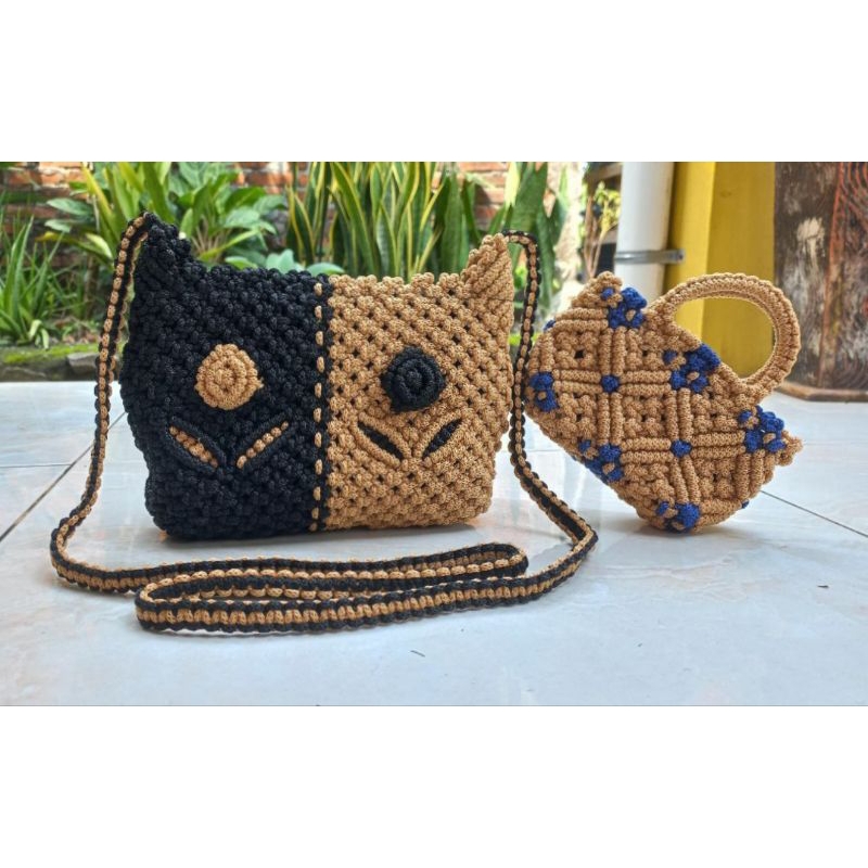 Promo Tas Talikur HP Gratis Dompet / Tas Talikur Motif mawar dan Dompet Rajut Talikur  | Tas Slempan