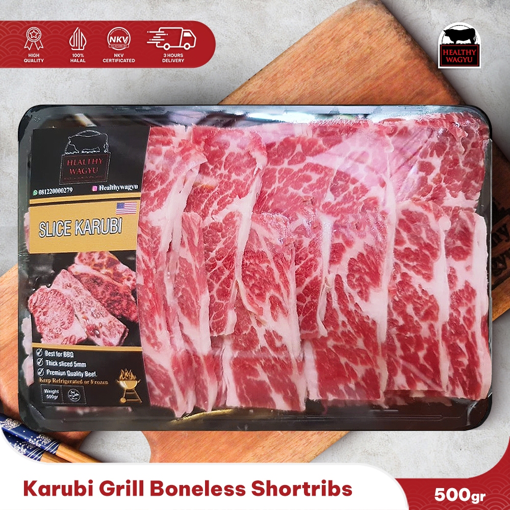 

Karubi Grill Boneless Shortribs/ Iga Sapi Tanpa Tulang 500 Gram Healthy wagyu