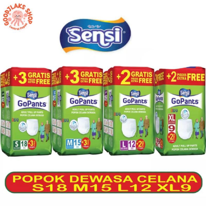 Sensi GOPANT S18 M15 L12 XL11 Popok Dewasa