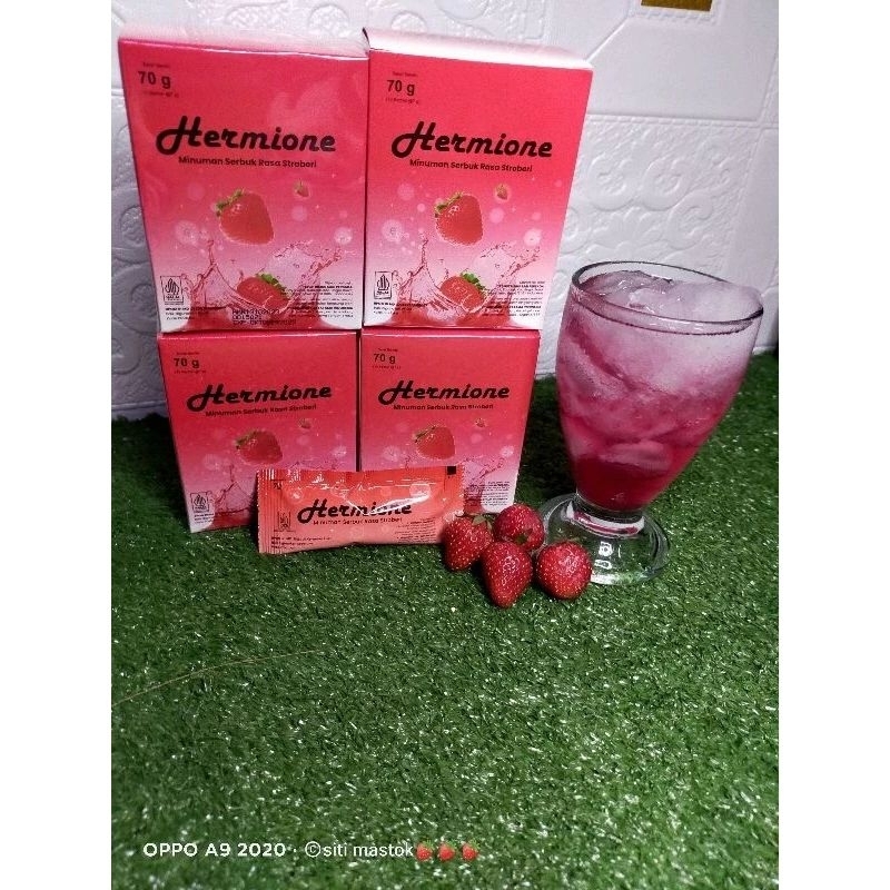 

HERMIONE COLLAGEN DRINK | Collagen Drink Strawberry | Minuman Serbuk Rasa Stroberi | 4 Box total 40 Sachet Original