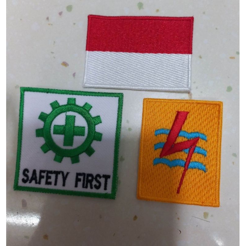 bordir logo safety k3 PLN dan bendera (sepaket)
